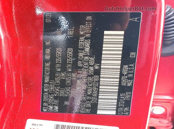 5TDFARAH9PS021808 2023 TOYOTA HIGHLANDER Красный Вид подкапотного пространства