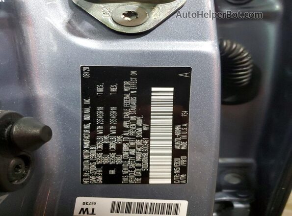 5TDGARAH8LS003461 2020 TOYOTA HIGHLANDER Blue VIN sticker view