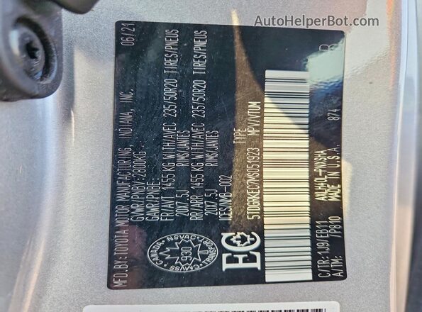 5TDGRKEC7MS051923 2021 TOYOTA SIENNA Silver VIN sticker view