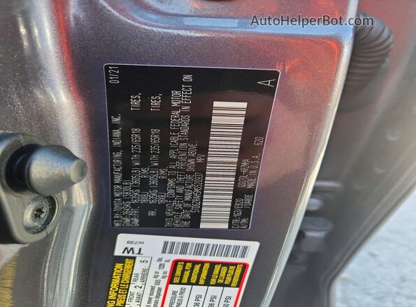 5TDGZRAH5MS520937 2021 TOYOTA HIGHLANDER Серый Вид наклейки с VIN-кодом