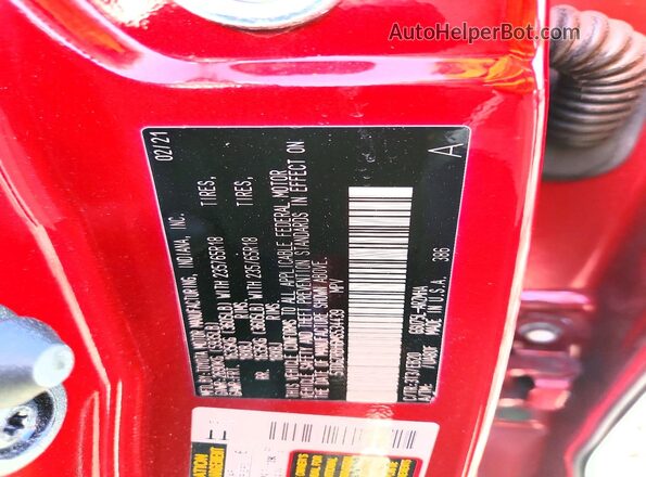 5TDGZRBH6MS534439 2021 TOYOTA HIGHLANDER Red Вид наклейки з VIN-кодом