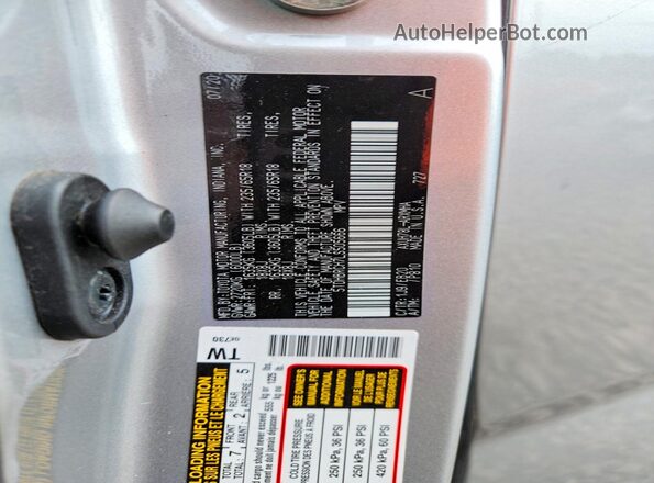 5TDHBRCH7LS505666 2020 TOYOTA HIGHLANDER Silver VIN կոդի պիտակի տեսք
