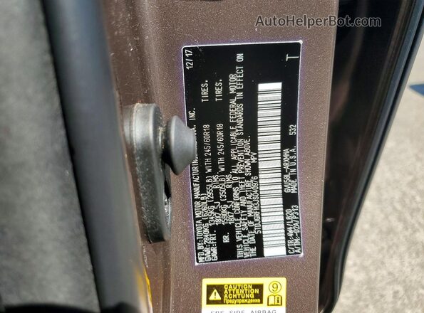 5TDJGRFH3JS040976 2018 TOYOTA HIGHLANDER Brown VIN կոդի պիտակի տեսք