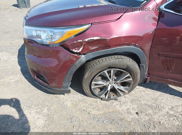 5TDJKRFH3GS229554 2016 TOYOTA HIGHLANDER Red წინა ხედი