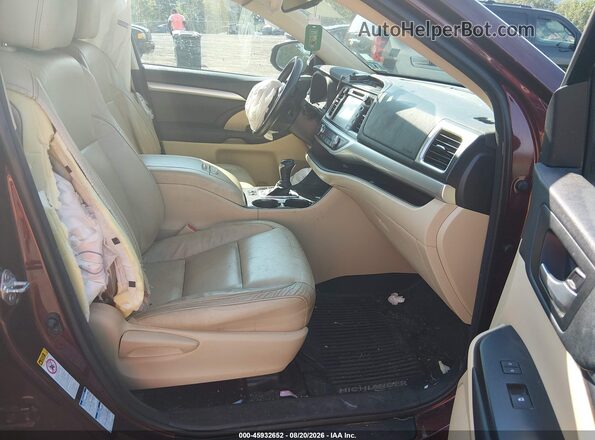 5TDJKRFH3GS229554 2016 TOYOTA HIGHLANDER Red წინა სალონის ხედი