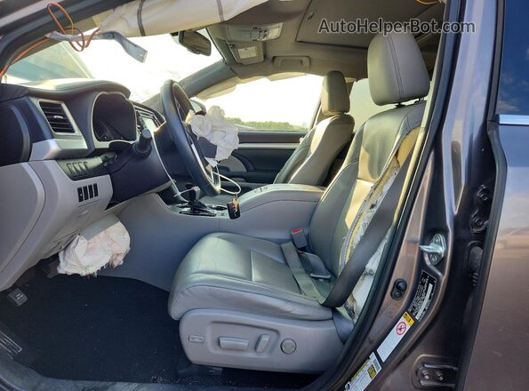 5TDJKRFH4GS242829 2016 TOYOTA HIGHLANDER Gray Вид салону спереду
