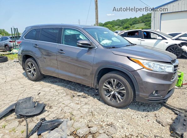 5TDJKRFH5GS292848 2016 TOYOTA HIGHLANDER Серый Передняя правая четверть