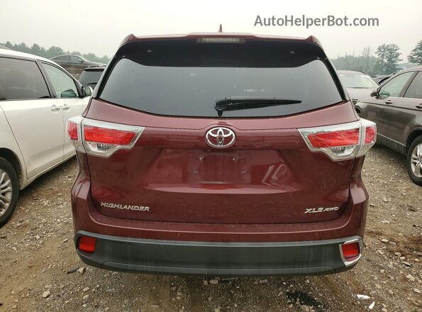 5TDJKRFH6GS351664 2016 TOYOTA HIGHLANDER Burgundy Հետևի տեսք