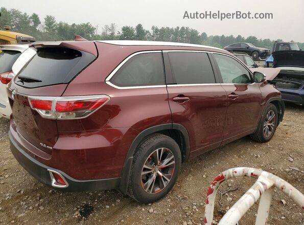 5TDJKRFH6GS351664 2016 TOYOTA HIGHLANDER Burgundy Հետևի աջ