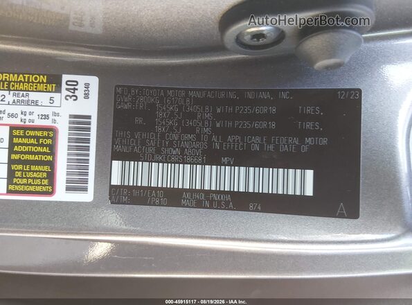 5TDJRKEC8RS186681 2024 TOYOTA SIENNA Gray Engine compartment view