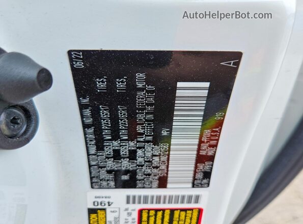 5TDJRKECXNS121583 2022 TOYOTA SIENNA White Widok naklejki z numerem VIN
