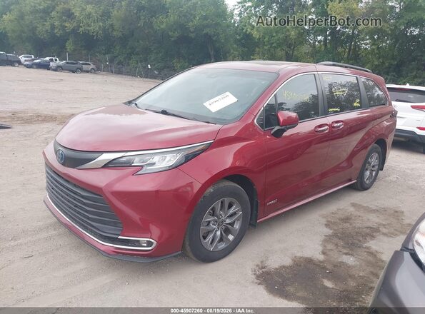 5TDJSKFC4MS023943 2021 TOYOTA SIENNA Red წინა მარცხენა ხედი სამი მეოთხედიდან