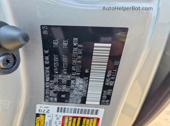 5TDJSKFC5SS215210 2025 TOYOTA SIENNA Серебряный Панорамный вид салона 360°