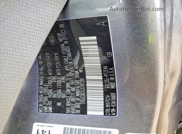 5TDJZ3DCXJS197290 2018 TOYOTA SIENNA Gray Вид наклейки з VIN-кодом