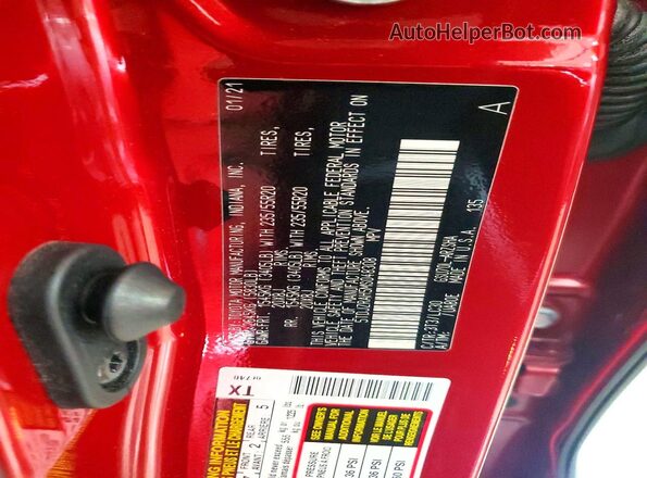 5TDJZRAH5MS048308 2021 TOYOTA HIGHLANDER Red Vista de la etiqueta del VIN