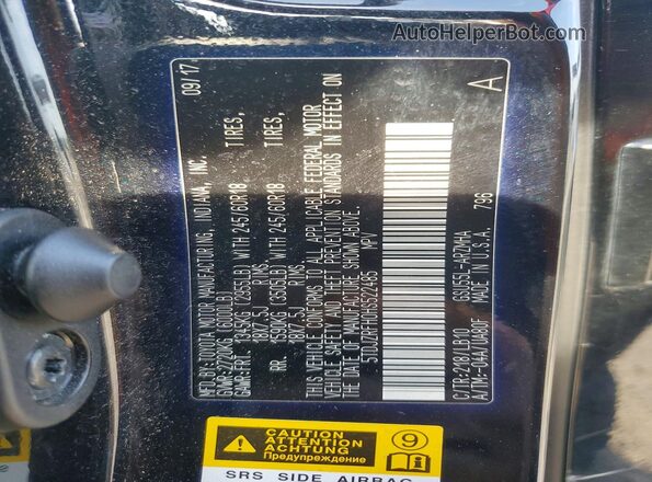5TDJZRFH0HS522485 2017 TOYOTA HIGHLANDER Black Widok naklejki z numerem VIN