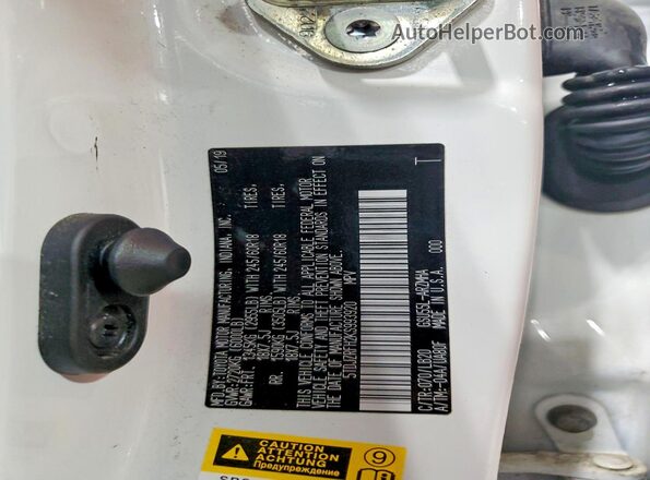 5TDJZRFH2KS993920 2019 TOYOTA HIGHLANDER White Вид наклейки з VIN-кодом