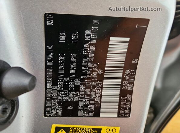 5TDJZRFH3HS395831 2017 TOYOTA HIGHLANDER Silver Widok wnętrza 360 stopni