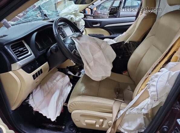 5TDJZRFH3KS724681 2019 TOYOTA HIGHLANDER Burgundy Widok wnętrza z przodu