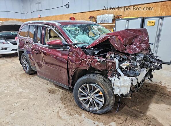 5TDJZRFH3KS724681 2019 TOYOTA HIGHLANDER Burgundy Przód prawy