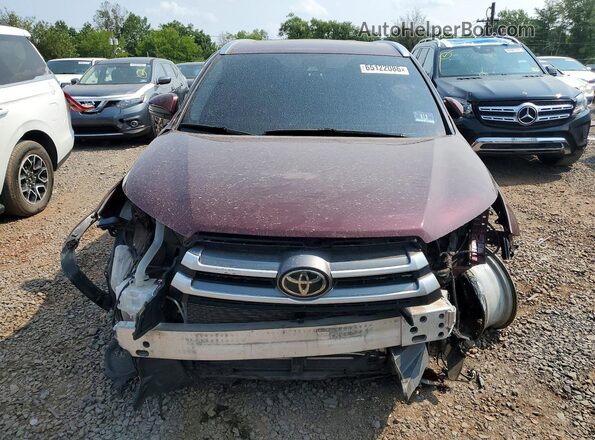 5TDJZRFH4KS737794 2019 TOYOTA HIGHLANDER Maroon Widok z przodu