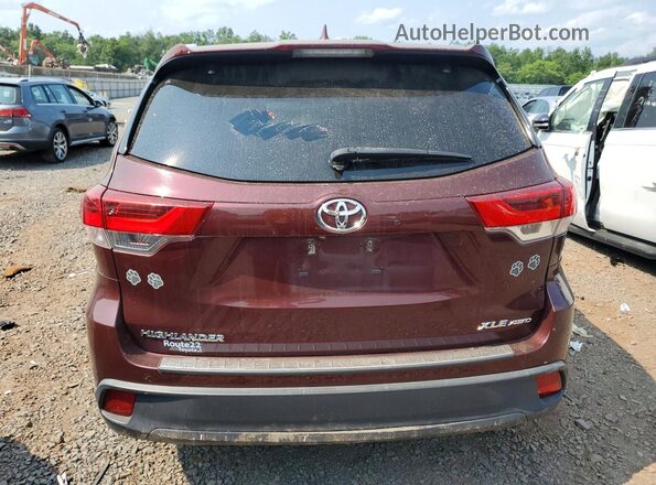 5TDJZRFH4KS737794 2019 TOYOTA HIGHLANDER Maroon Widok z tyłu