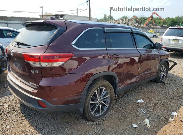 5TDJZRFH4KS737794 2019 TOYOTA HIGHLANDER Maroon Tył prawy
