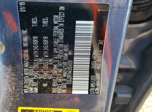 5TDJZRFH4KS954939 2019 TOYOTA HIGHLANDER Blue სალონის 360-გრადუსიანი ხედი