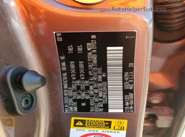 5TDJZRFH5JS845050 2018 TOYOTA HIGHLANDER Tan Widok naklejki z numerem VIN