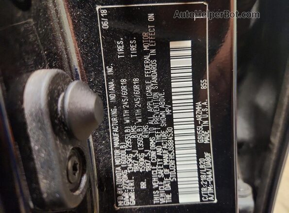 5TDJZRFH5JS884530 2018 TOYOTA HIGHLANDER Black Вид наклейки з VIN-кодом