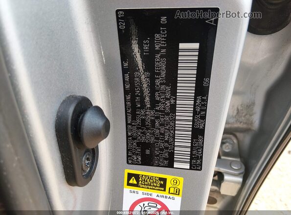 5TDJZRFH5KS585122 2019 TOYOTA HIGHLANDER Silver ძრავის განყოფილების ხედი
