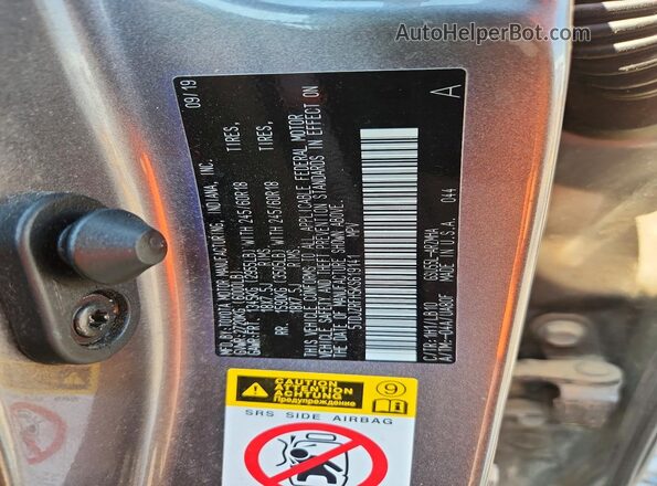 5TDJZRFH5KS619141 2019 TOYOTA HIGHLANDER Gray Вид наклейки з VIN-кодом