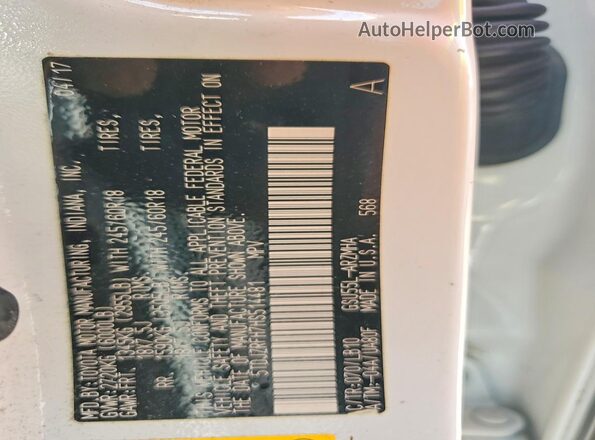 5TDJZRFH7HS514481 2017 TOYOTA HIGHLANDER Cream Вид наклейки з VIN-кодом