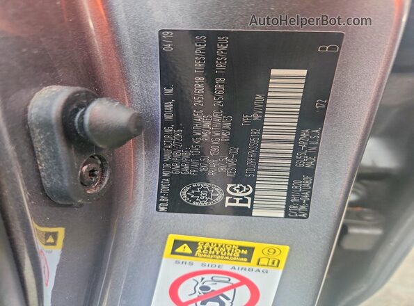 5TDJZRFH7KS595182 2019 TOYOTA HIGHLANDER Gray VIN sticker view