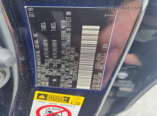 5TDJZRFH8JS903023 2018 TOYOTA HIGHLANDER Black Вид наклейки з VIN-кодом