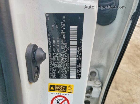 5TDJZRFHXJS851801 2018 TOYOTA HIGHLANDER White VIN sticker view