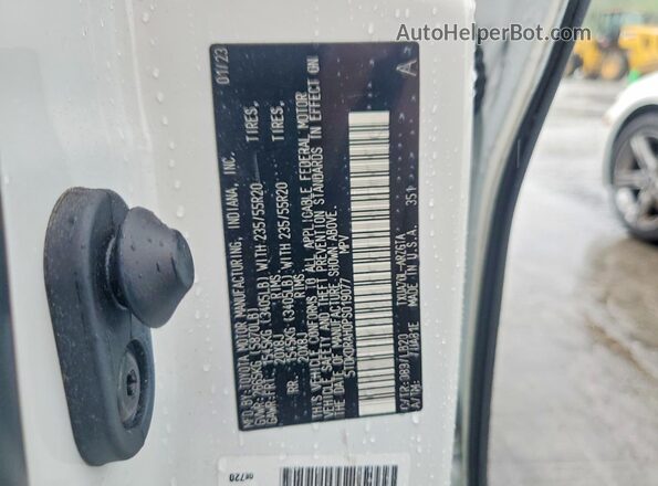 5TDKDRAH0PS019077 2023 TOYOTA HIGHLANDER Белый Вид наклейки с VIN-кодом