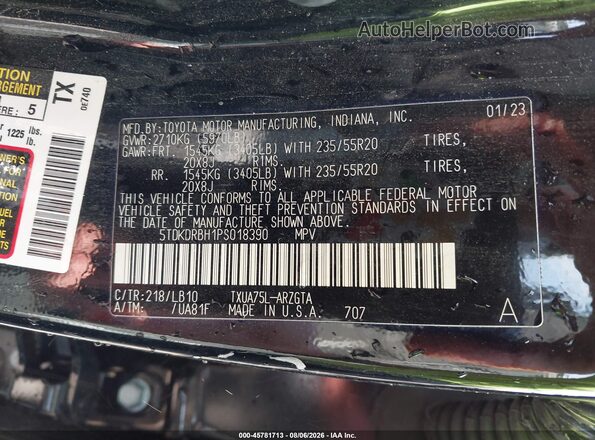 5TDKDRBH1PS018390 2023 TOYOTA HIGHLANDER Black Widok komory silnika