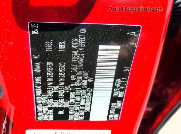 5TDKDRBH9SS584452 2025 TOYOTA HIGHLANDER Burgundy Панорамний вид салону 360°