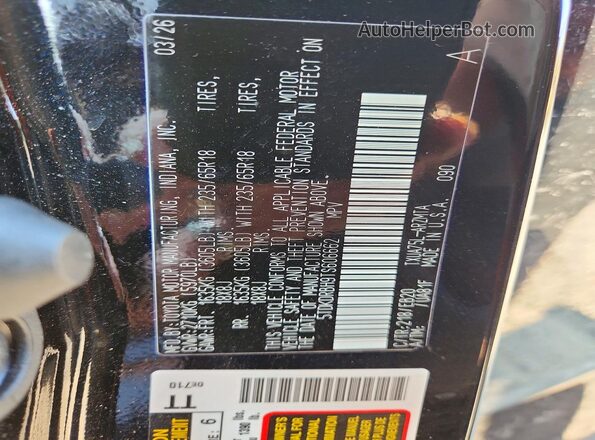 5TDKDRBH9TS606662 2026 TOYOTA HIGHLANDER Black VIN კოდის სტიკერის ხედი