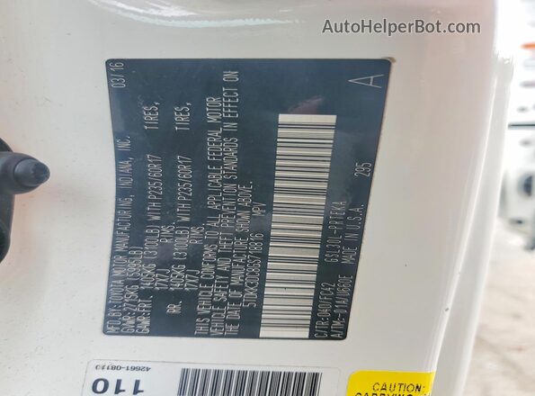 5TDKK3DC8GS718816 2016 TOYOTA SIENNA White Widok wnętrza 360 stopni