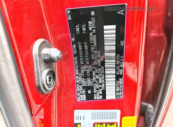 5TDKK3DC9GS730490 2016 TOYOTA SIENNA Red VIN կոդի պիտակի տեսք