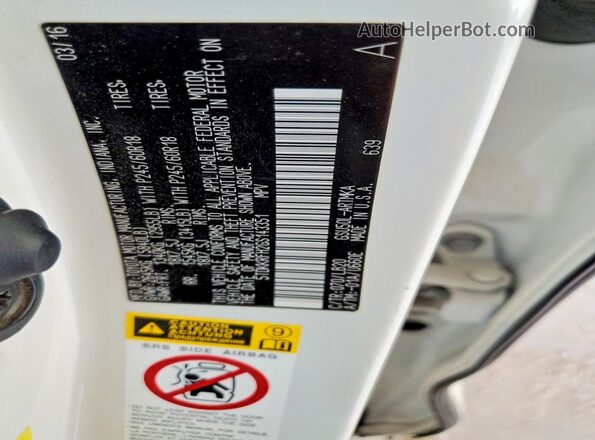 5TDKKRFH2GS143351 2016 TOYOTA HIGHLANDER White VIN sticker view