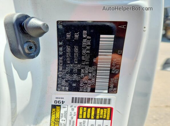 5TDKRKEC2NS077650 2022 TOYOTA SIENNA White VIN sticker view