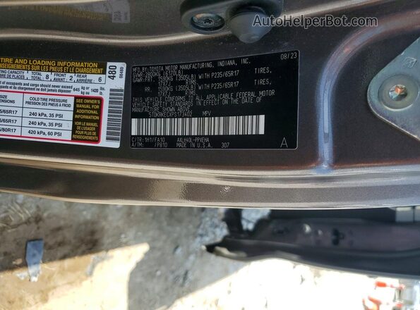 5TDKRKECXPS173402 2023 TOYOTA SIENNA Gray Вид наклейки з VIN-кодом