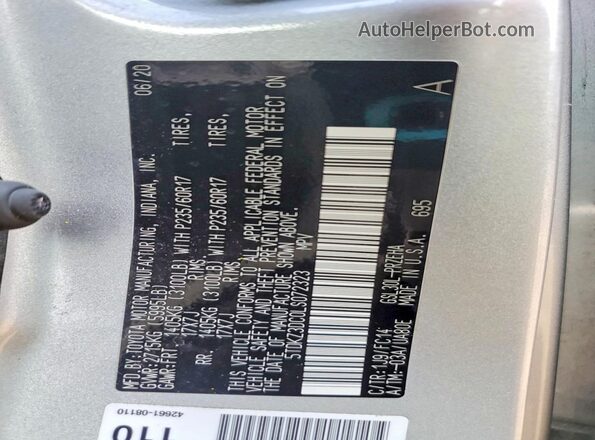 5TDKZ3DC0LS072323 2020 TOYOTA SIENNA Silver VIN sticker view