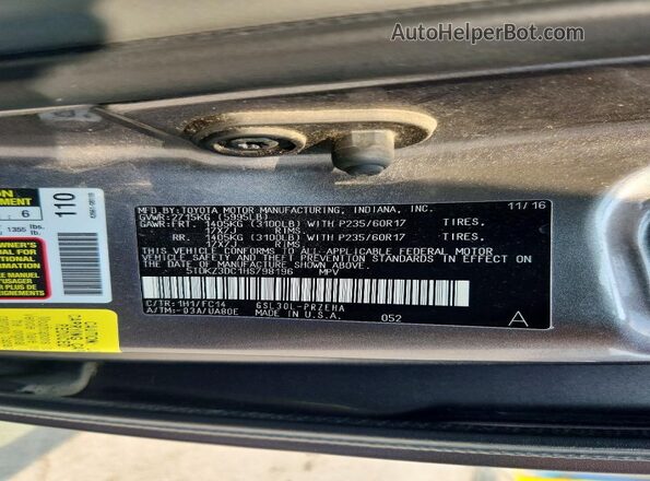 5TDKZ3DC1HS798196 2017 TOYOTA SIENNA Silver VIN կոդի պիտակի տեսք