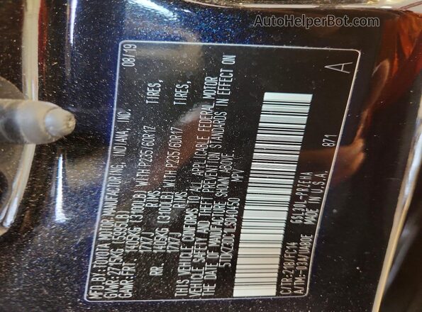 5TDKZ3DC1LS040450 2020 TOYOTA SIENNA Black Widok wnętrza 360 stopni