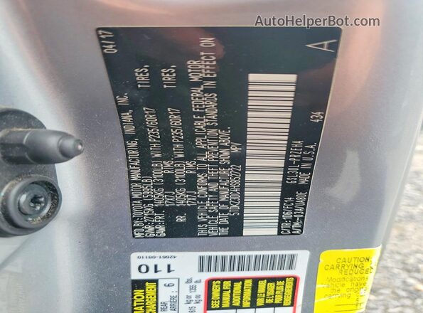 5TDKZ3DC4HS852722 2017 TOYOTA SIENNA Silver Widok naklejki z numerem VIN