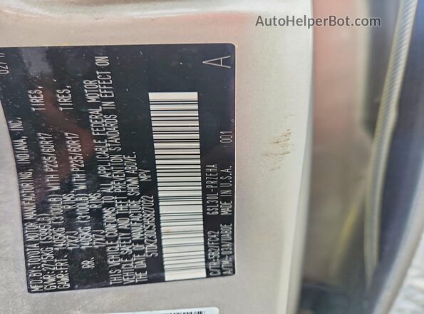 5TDKZ3DC5HS827022 2017 TOYOTA SIENNA Beige Vista de la etiqueta del VIN